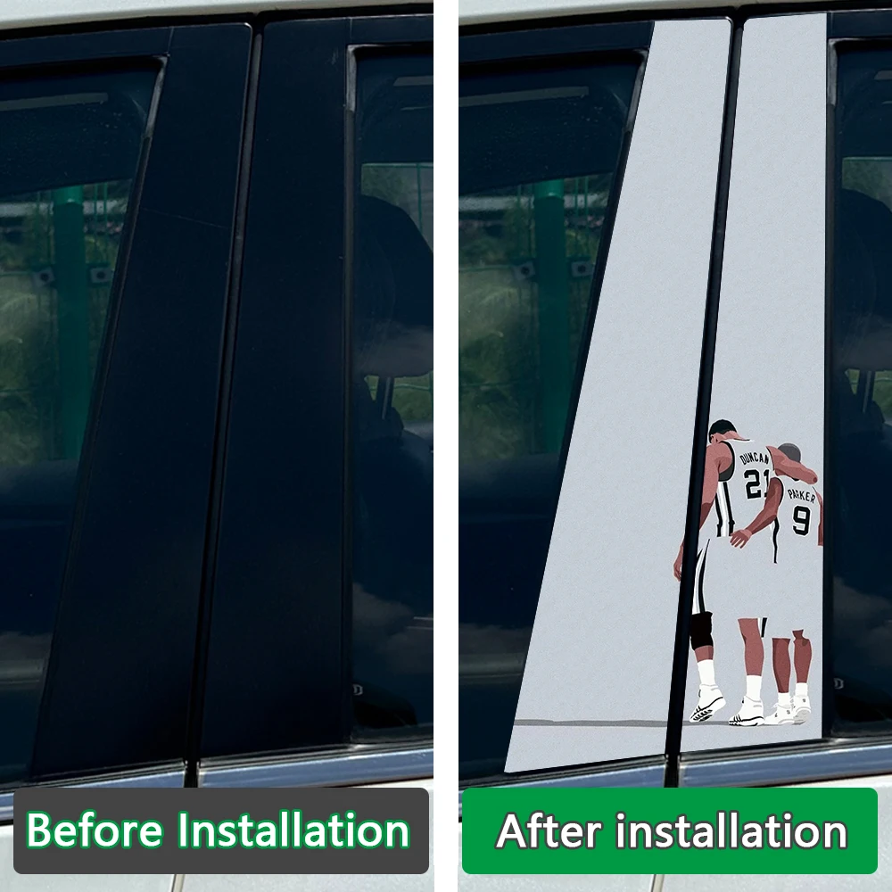 2Pcs/set Basketball Best Partner CP Car Center Pillar Sticker B Pillar Protective Film Decoration