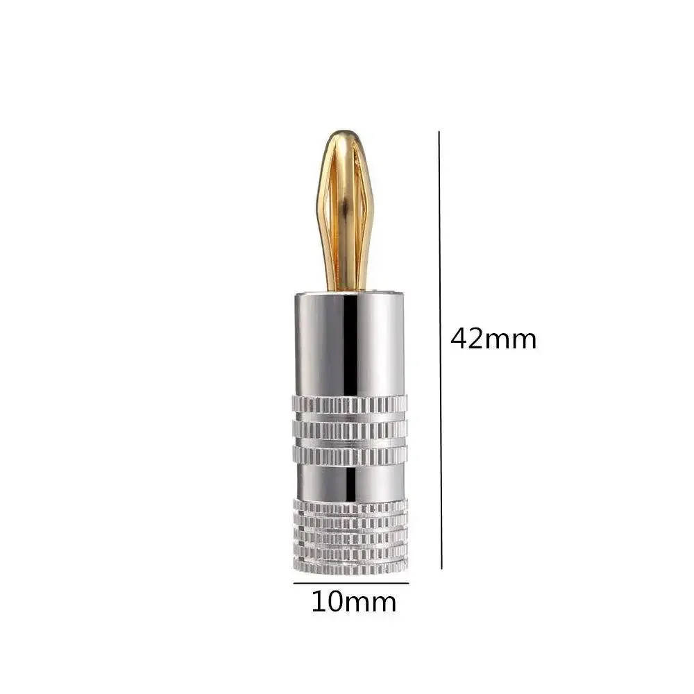 4pcs Banana Connector 4mm Speaker Banana Plugs Copper Gold Plated 4mm Banana Jack Match with 4mm Binding Post