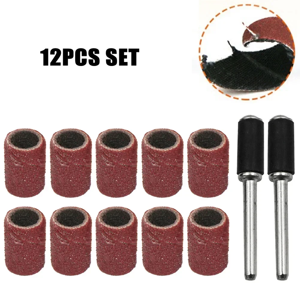 

12Pcs Sanding Drum With Extension Rod Kit Abrasive Rotary Tool Sanding Drum Grinding Head For Metal Surface Cleaning Derusting