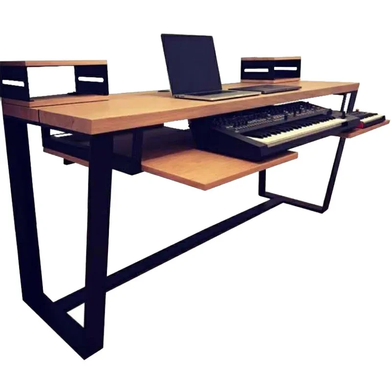 Mesa de trabajo de madera maciza, mesa para piano electrónico, mesa de producción musical, mesa para teclado, mesa para estudio de grabación