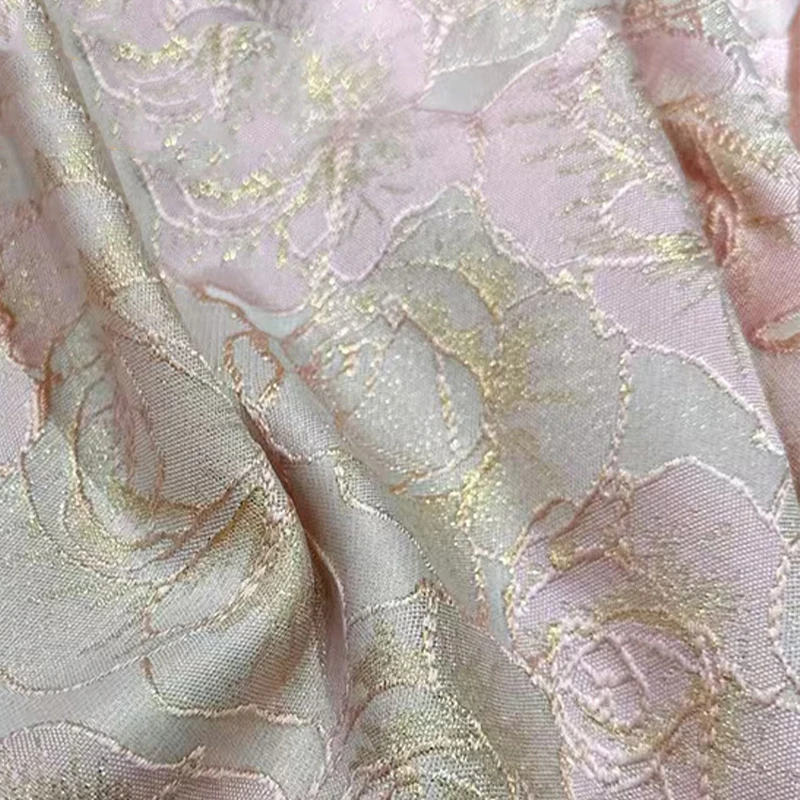 New Cross Border Style Rose Jacquard Fabric Gold Thread Woven Retro Coat Vest Dress DIY Sewing Material European Brocade