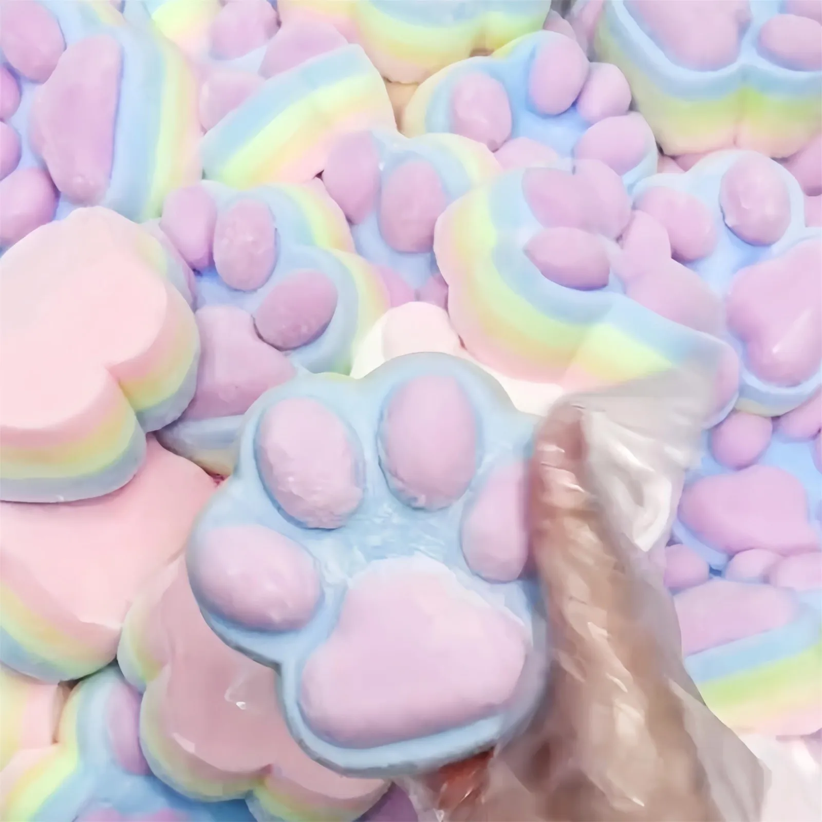 

New Macaron Cat Claw Toys Rainbow Cat Claw Cute Toys Plush Doll Kneading Toys Relieve Stress Desktop Stress Relief Toys Ornament