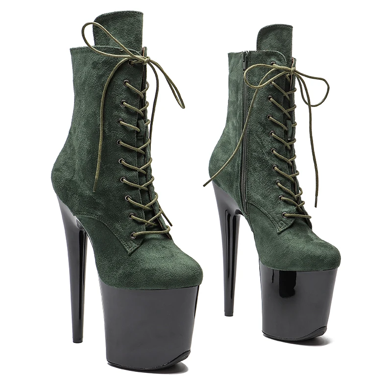 Leecabe  20CM/8inches suede Upper New Trendy fashion  stripper heel party shiny platform High Heel Pole Dance boots