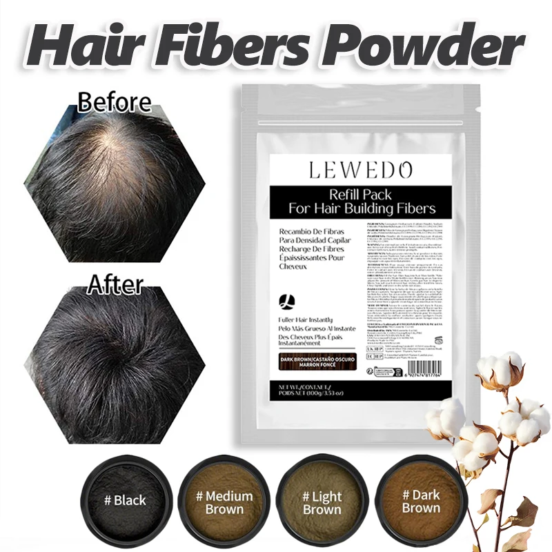 

Hair Fiber 100g Natural Hair Thickening Fibers Hair Building Fiber Spray for Balding Areas Fills Part Lines Refill Bag Powder