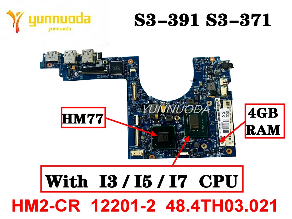 

12201-2 48.4TH03.021 For Acer Aspire S3-391 S3-371 MS2346 Laptop Motherboard With i3 i5 i7 CPU 4GB-RAM HM2-CR Tested good