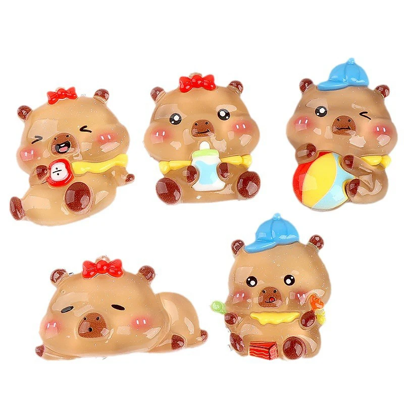 Miniaturas Luminosas de Resina Capivara, Brilho à Noite, Jardim de Fadas, Ornamento DIY, Figurinhas Fofas, Decoração de Mesa, 1Pc
