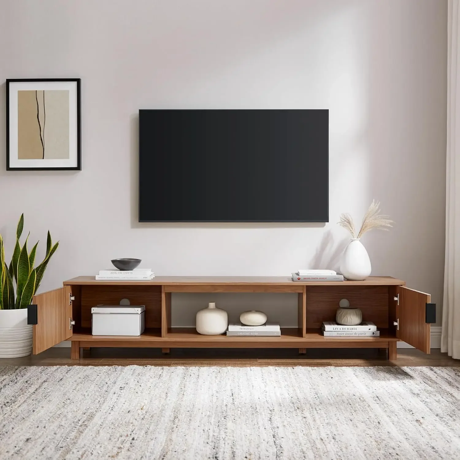 

Walton Modern Fluted-Door Low Stand For TVs Up To 80 Inches, 70 X 15.75 X 16 Inches, Mocha|