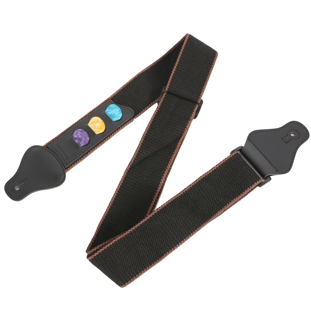 

Guitar Strap PU Adjustable Fit All Guitars Electric Bass Acoustic -Acoustic with Pick Holder Storage for 3 Picks