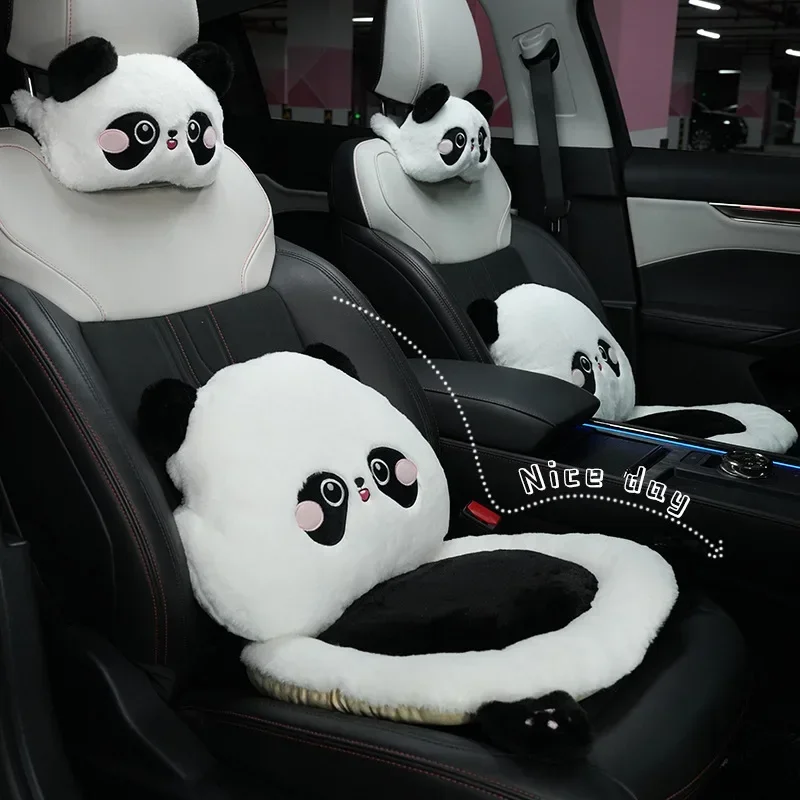 

Cute Plush Car Neck Pillow Seat Cushion Cartoon Animal Travel Rest Mat Car Seat Neck Lumbar Support Car Interior Accessories