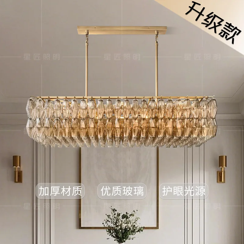 

Lamps American light luxury Hong Kong style hotel villa living om lamp dining room chandelier glass chandelier