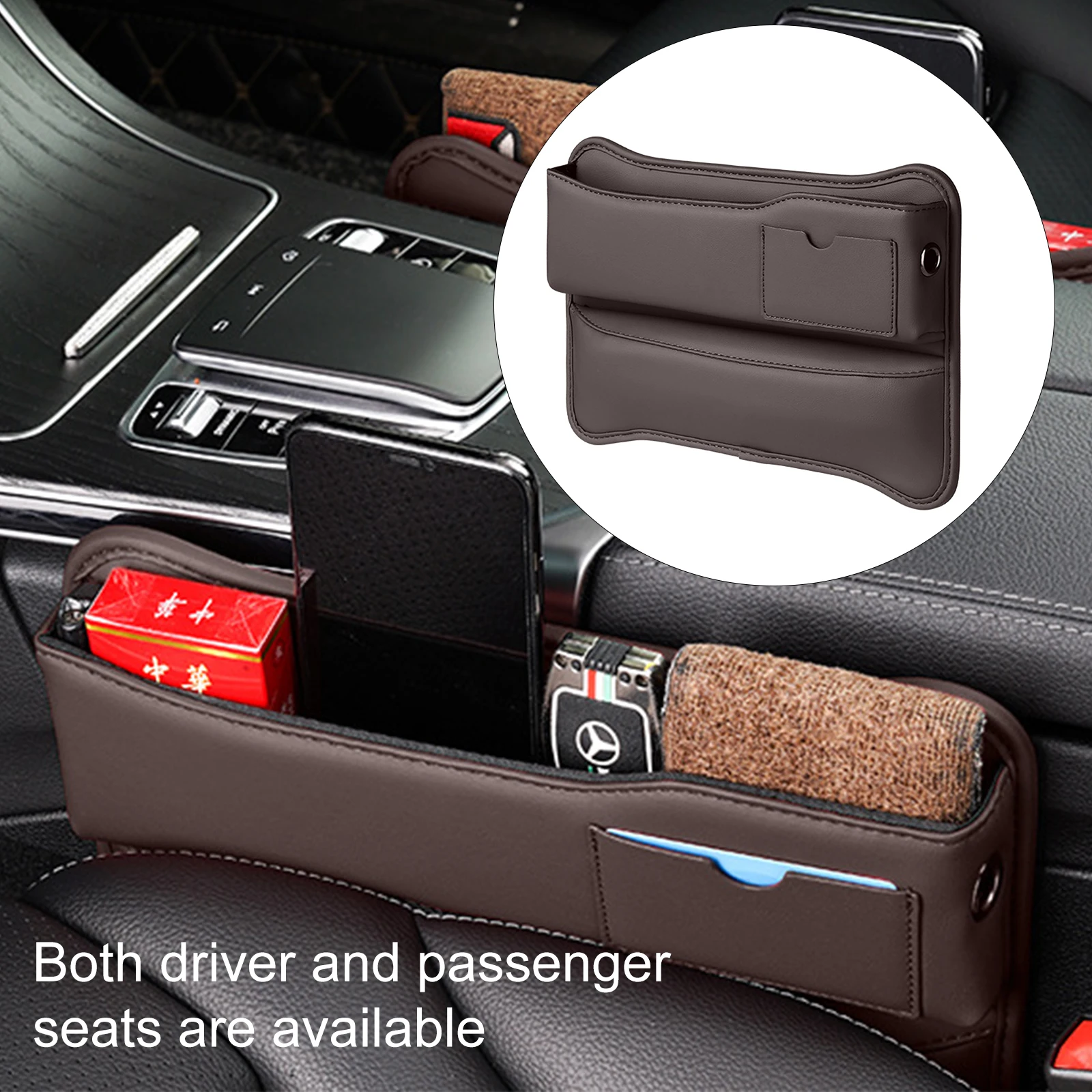 Multifunction Car Seat Gap Organizer Storage Box Leather Universal Crevice Side Storage Pocket Wallet Keys Card Phone Holder