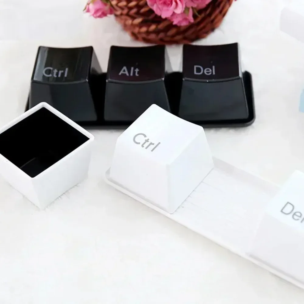 3pcs/Set Ctrl ALT DEL Type Keyboard Shape Coffee Mugs with Tray Plastic Keyboard Tea Cup Anti-fall Button Water Cup Gift