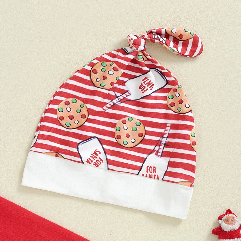 Christmas Baby Outfit Set with Long Sleeve Romper Gingerbread Cookie Print Pants and Festive Hat - Infant Clothing for the