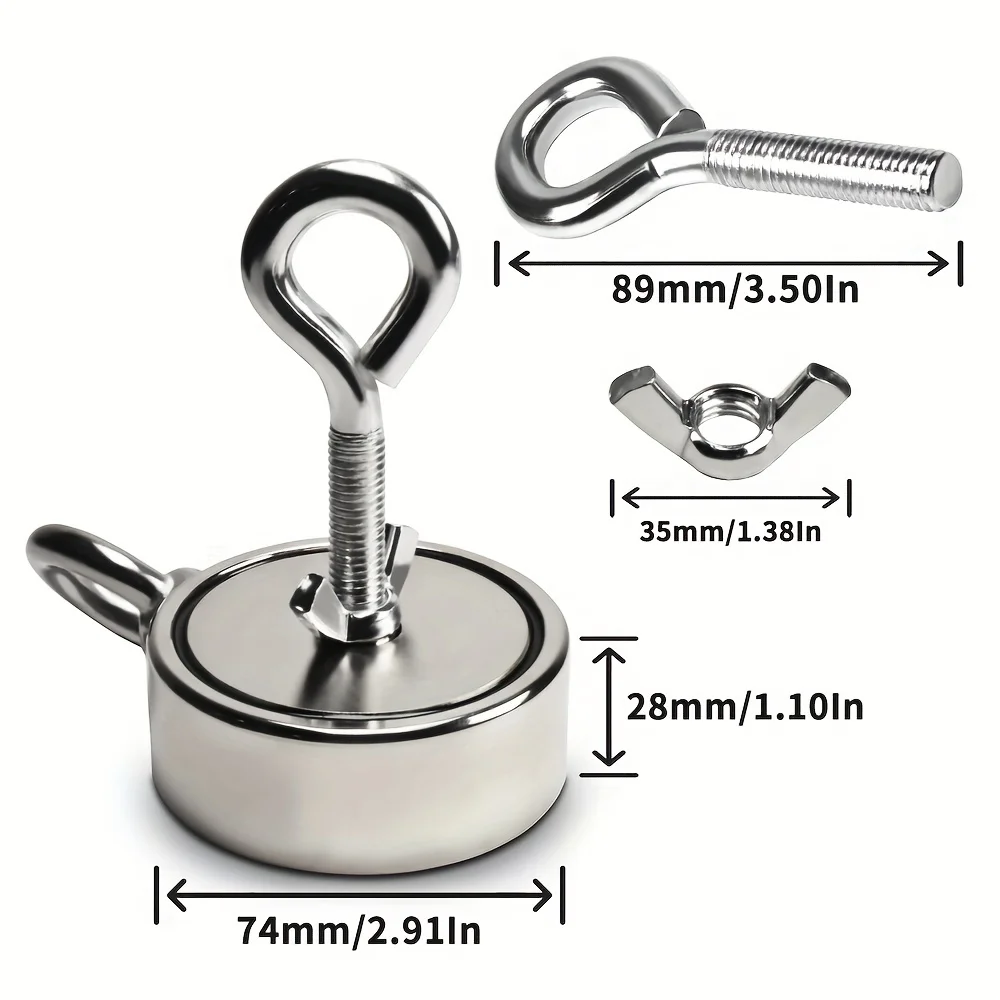 Superstarkes Doppelseitiges Angelmagnet-Werkzeugset mit Hochleistungsseil, Handschuhen und Karabiner-Rettungsset – Detail 3