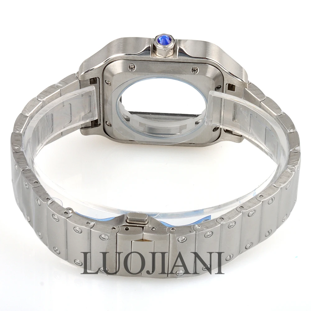 for Santos Watch Case NH35 and Bracelet Stainless steel Gold Silver fir NH35 NH36 NH38 movement 27mm Dial Square Waterproof