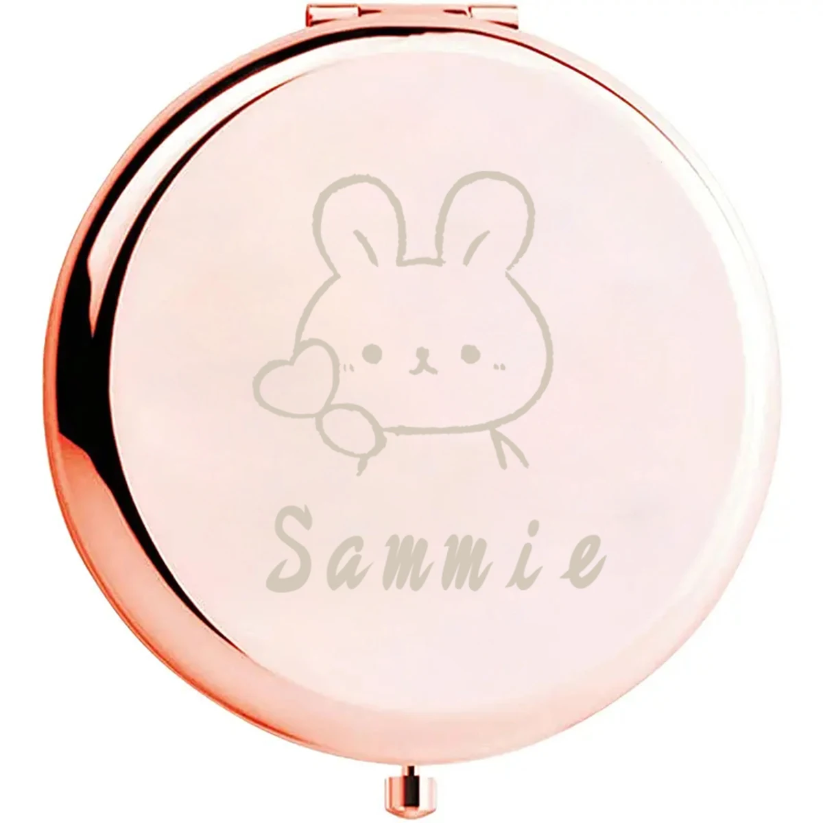 1 قطعة أرنب إبداعي مع الحب مخصص اسم مرآة الجيب دائرة مستديرة مرآة أضعاف مرآة لزفاف العروس وصيفه الشرف