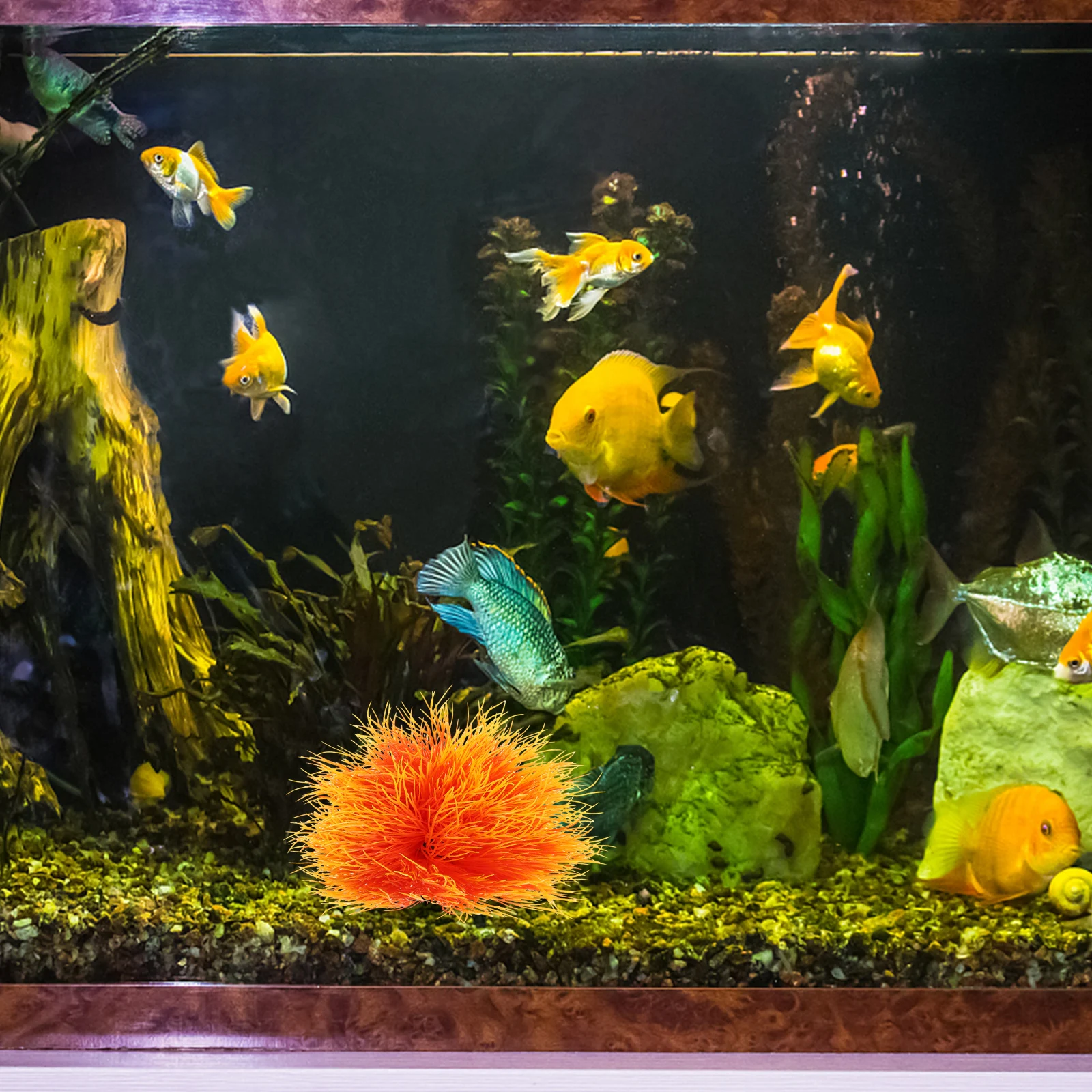 

Simulated Plant Decorations CPO103 Pink Yellow Large Size Lifelike Aquarium Plants Plastic Fish Tank Decor Easy Clean Durable