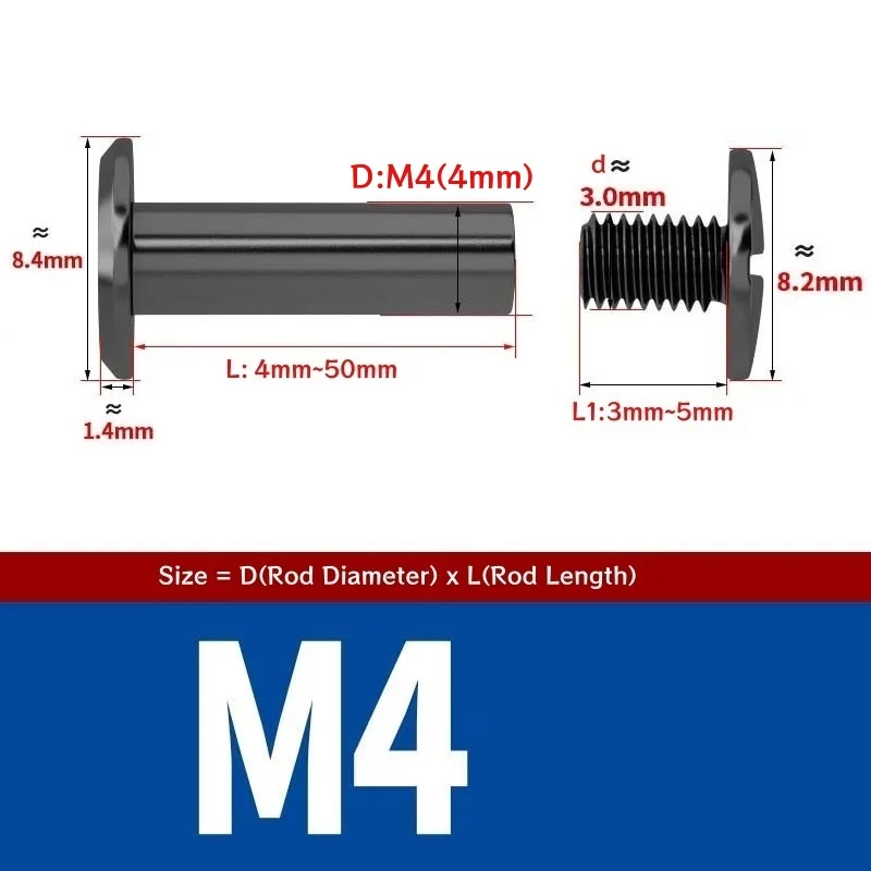 M4 M5 304 Stainless Steel Black Binding Rivets-Double Cap Screw Nuts For DIY Leather Journal, Recipe Book, Photo Album|Anti-Rust