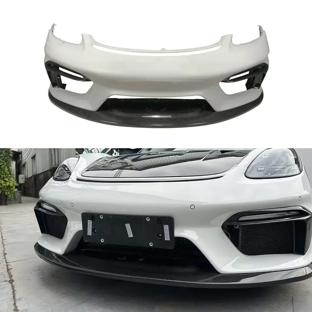 New! For Porsche 718 Change GT4 High-quality Dry Carbon Fiber Front Bumper Body Kits Trim Car Accessories Decoration 3