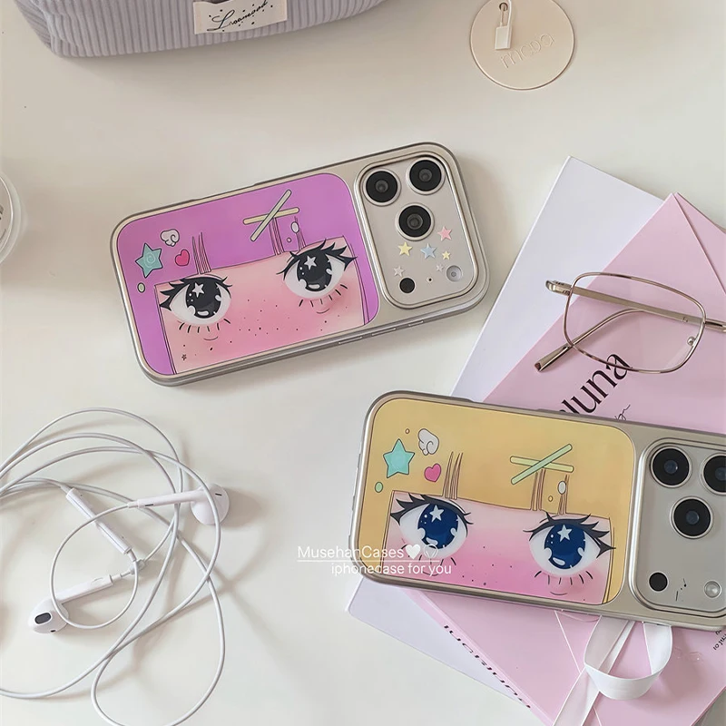 Korean Cute Pink Yellow Hair Girl Phone Case for iPhone 17 16 15 14 13 12 11 Air Pro Max Plus Luxury Clear Soft Back Cover