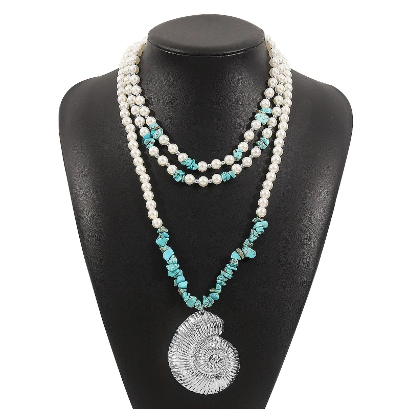 Muschel Anhänger Sommer Frauen Frische Perlen Zerkleinerte Steine Mehrschichtige Halsketten Modeschmuck Strandurlaub – Detail 7