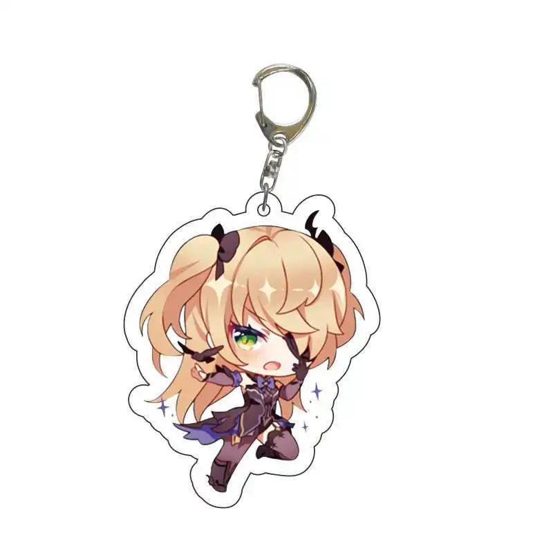 Impact Keychains Xiao Venti Kaeya Paimon Klee Diluc Zhongli Keqing Qiqi Acrylic Pendant Chibi Accessories Gift Jewelry