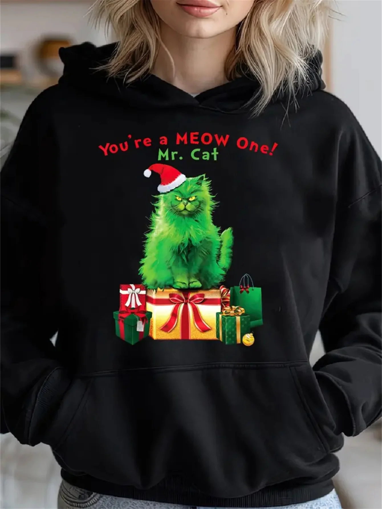 

Cat Graphic Printing Autumn and Winter Pure Cotton Men's and Women's Hoodies Outdoor Street Sports Training Brand Trend