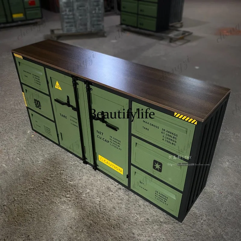 Industrial style iron sideboard, wall-mounted commercial store tea cabinet, storage storage, garage cabinet