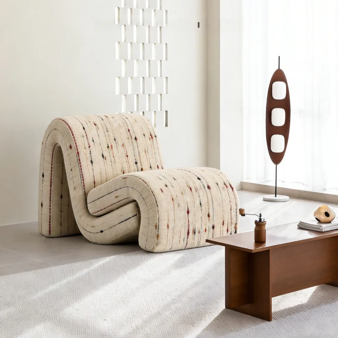Nordic light luxury curved sofa living room single backrest sofa chair hotel reception chair