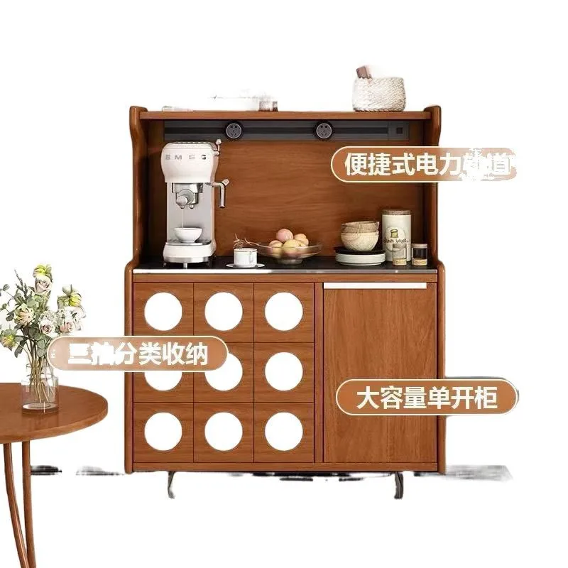 Solid wood medieval dining side cabinet integrated retro tea cabinet locker