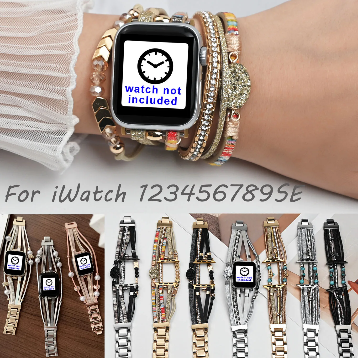 Fashion Metal Bracelet Strap For Apple Watch Ultra 44mm 45mm 40 41 49mm Women Jewelry Watch Band For iWatch 9 8 7 6 5 4 3 2