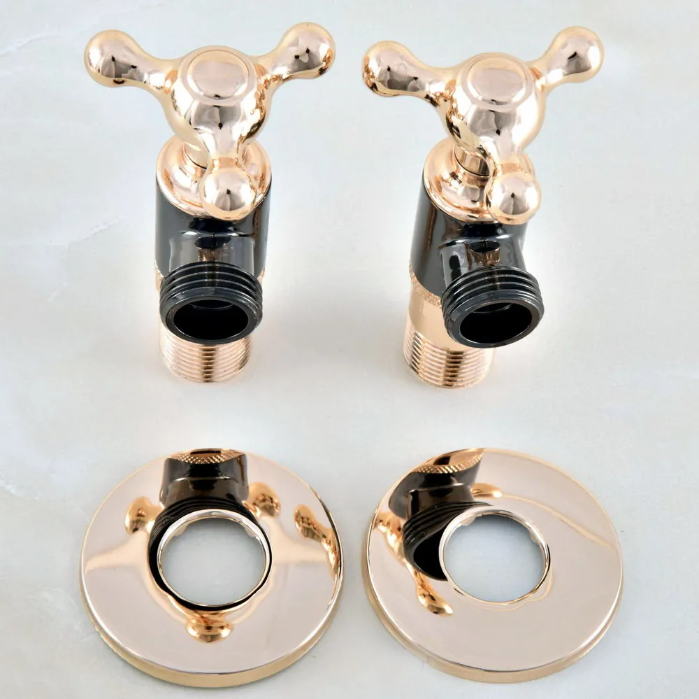 

2Pcs Black Gold Brass Bathroom Faucet Angle Stop Valve 1/2" Male Bathroom Accessory Lav017