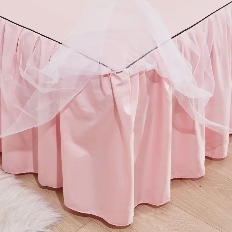 1pcs Princess Bed Skirt Ruffled Lace Bed Skirt Non-slip Mattress Cover Solid Color Bedsheet Protector Bedspread No Pillowcase