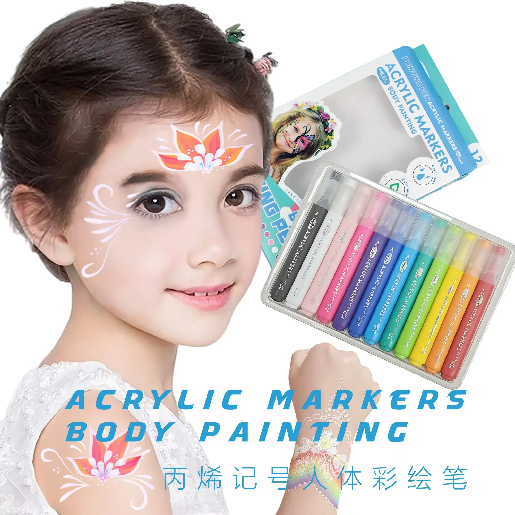 

Water Resistant Face Paint Tattoo Pen, Temporary Tattoo Markers for Skin, Body Painting Kit, Teen Girl Gifts Trendy Stuff, Make