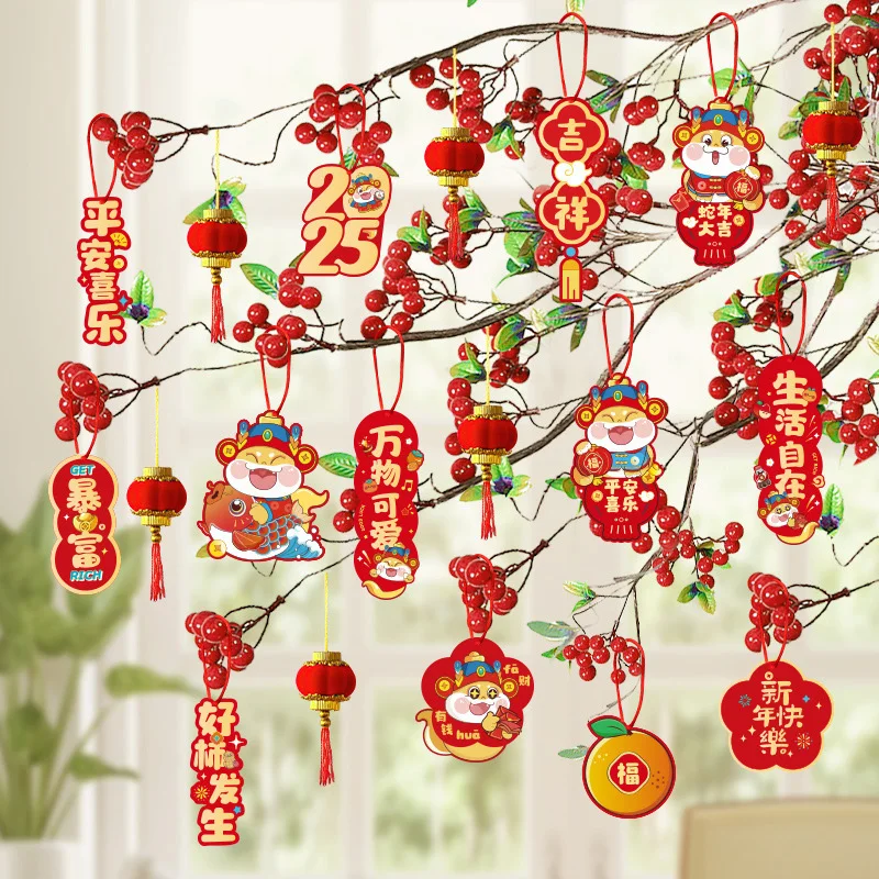 2025 Snake Year Hanging Pendants for Potted Plant Chinese New Year Hanging Ornament Lunar Year Tree Pendant Decoration Supplies