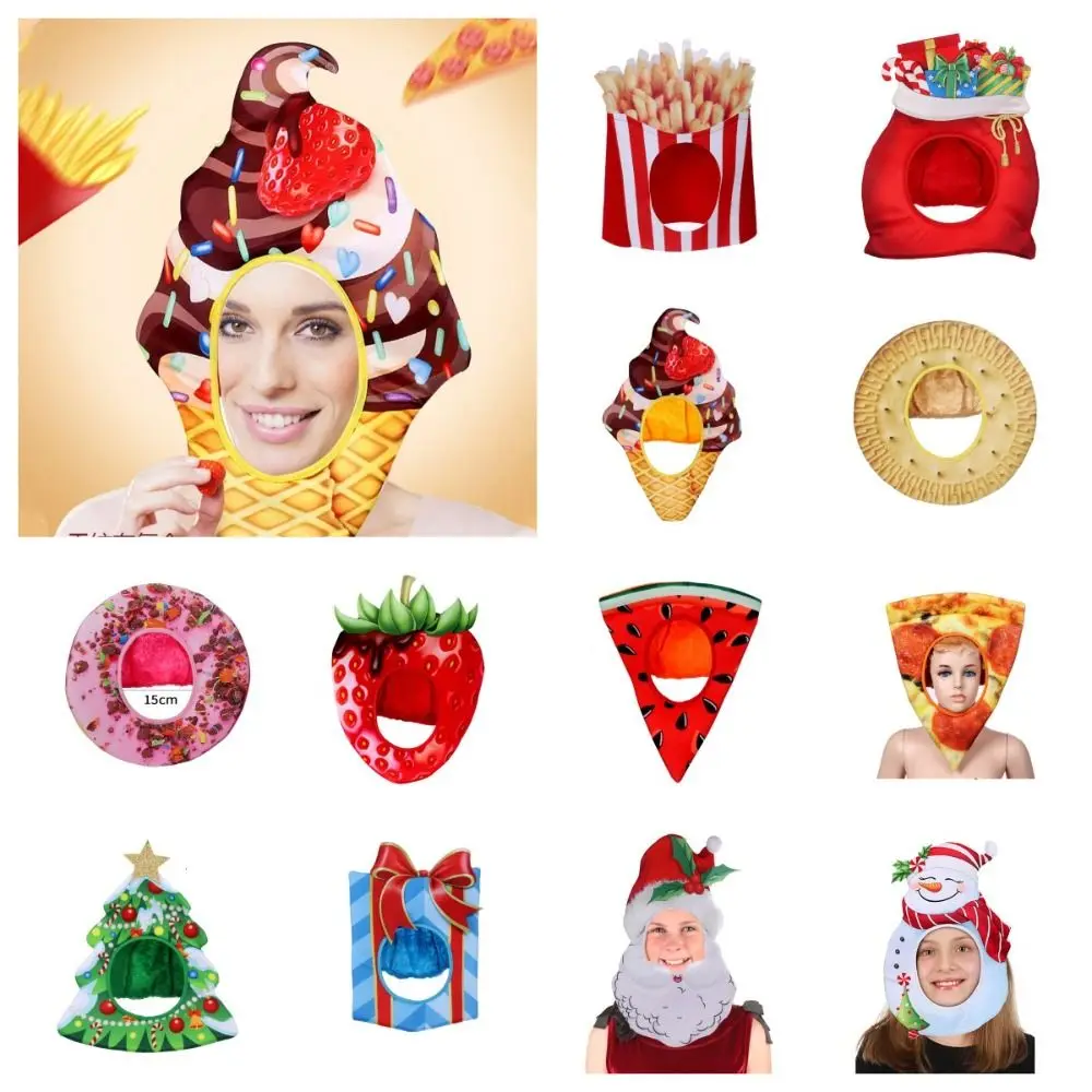 Capucha divertida para hombres, gorro de Cosplay de comida, accesorio de decoración de sombrero de Navidad, regalo de Navidad, juego de rol de Halloween