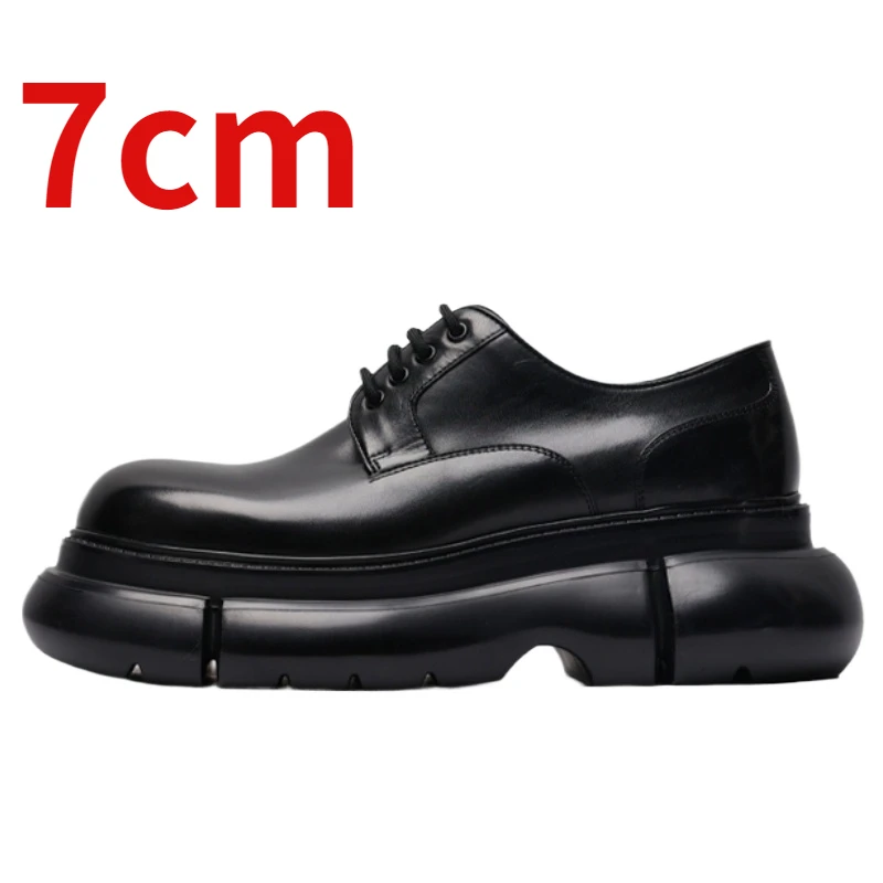 

Height Increased 7cm Derby Shoes for Men Spring/summer Genuine Leather Breathable Comfortable Thick Bottom Casual Elevated Shoes