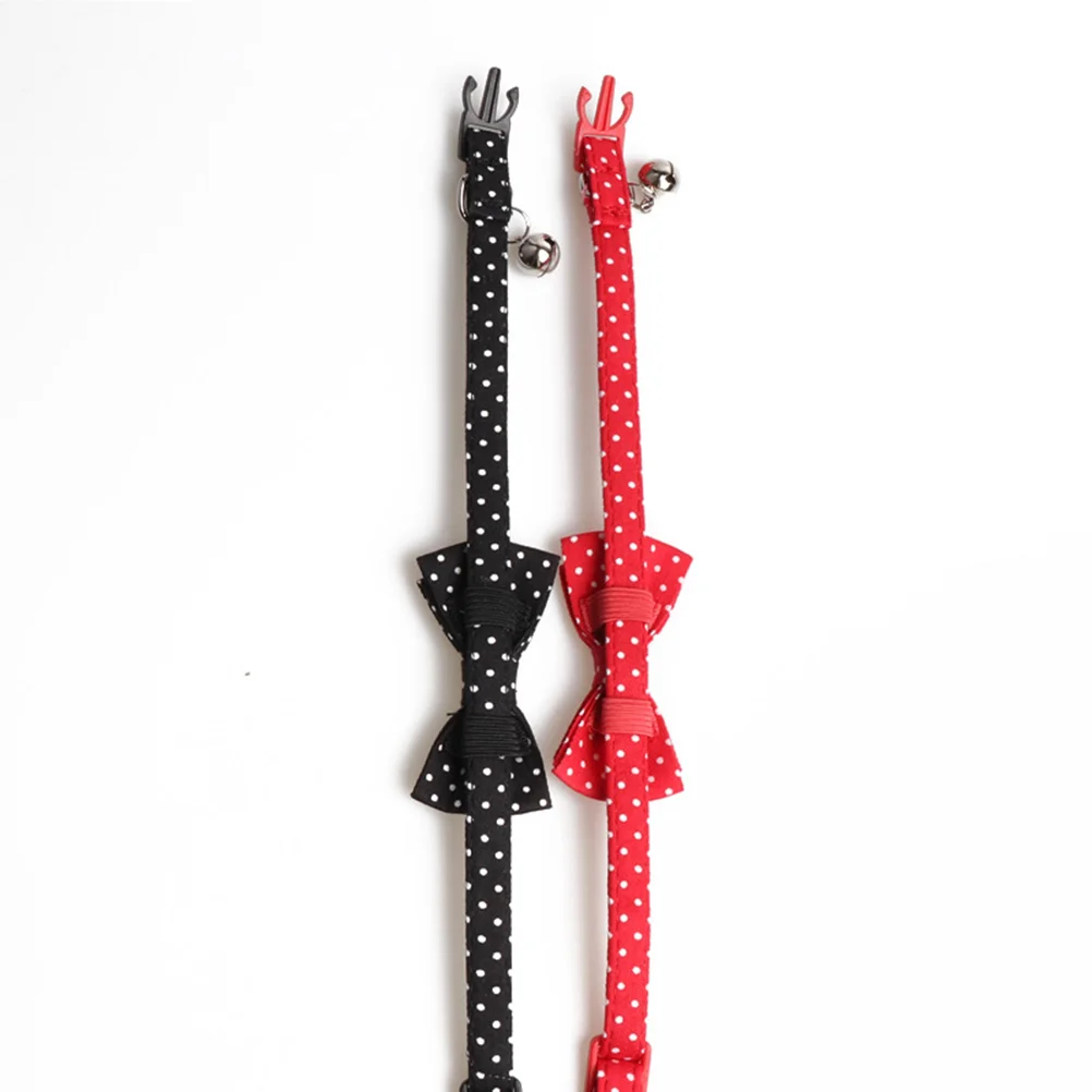 

Bow Necklace Tie Pet Dog Collar Chain Dots Ties with Bell Supplies Felt