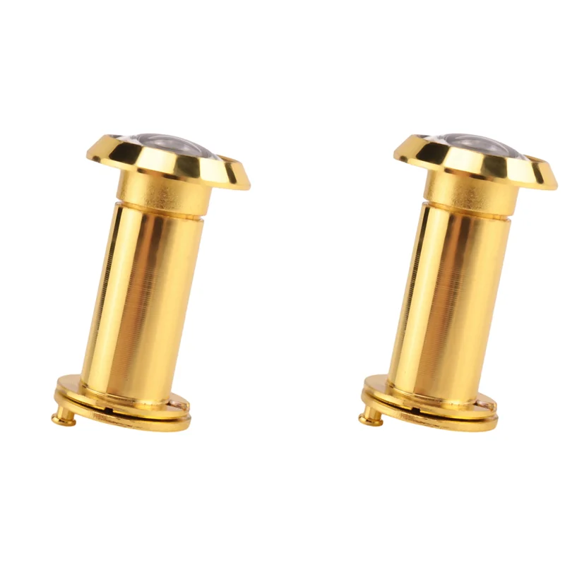 AT44-2X 200 Degree Retractable 36-58Mm Security Door Viewer Peephole Peep Hole Spyhole + Cover, Gold