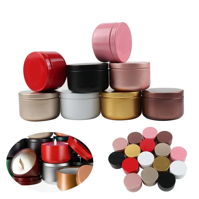 20/30/50pcs Aluminum Candle Tin 50ml Round Candle Containers Cosmetic Jars Oil Cream Pot Empty Aromatherapy Sealed Metal Can