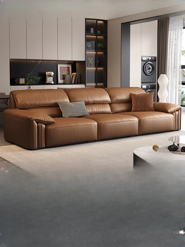 Minimalist elephant ear leather sofa living room home first floor cattle hide modern in-line sofa