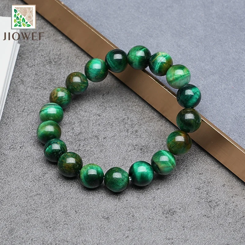 Natural Green Tiger Eye Stone Bracelet Women Fashion Jewelry Single Circle Elastic Rope Charoite Jewelry Gifts 6/8/10/12mm