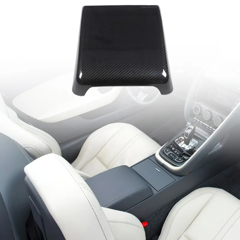 

Real Carbon Fiber For 2013-2026+ Jaguar F-TYPE Center Console Armrest Box Cover Sticker Protective Case Car Interior Accessories
