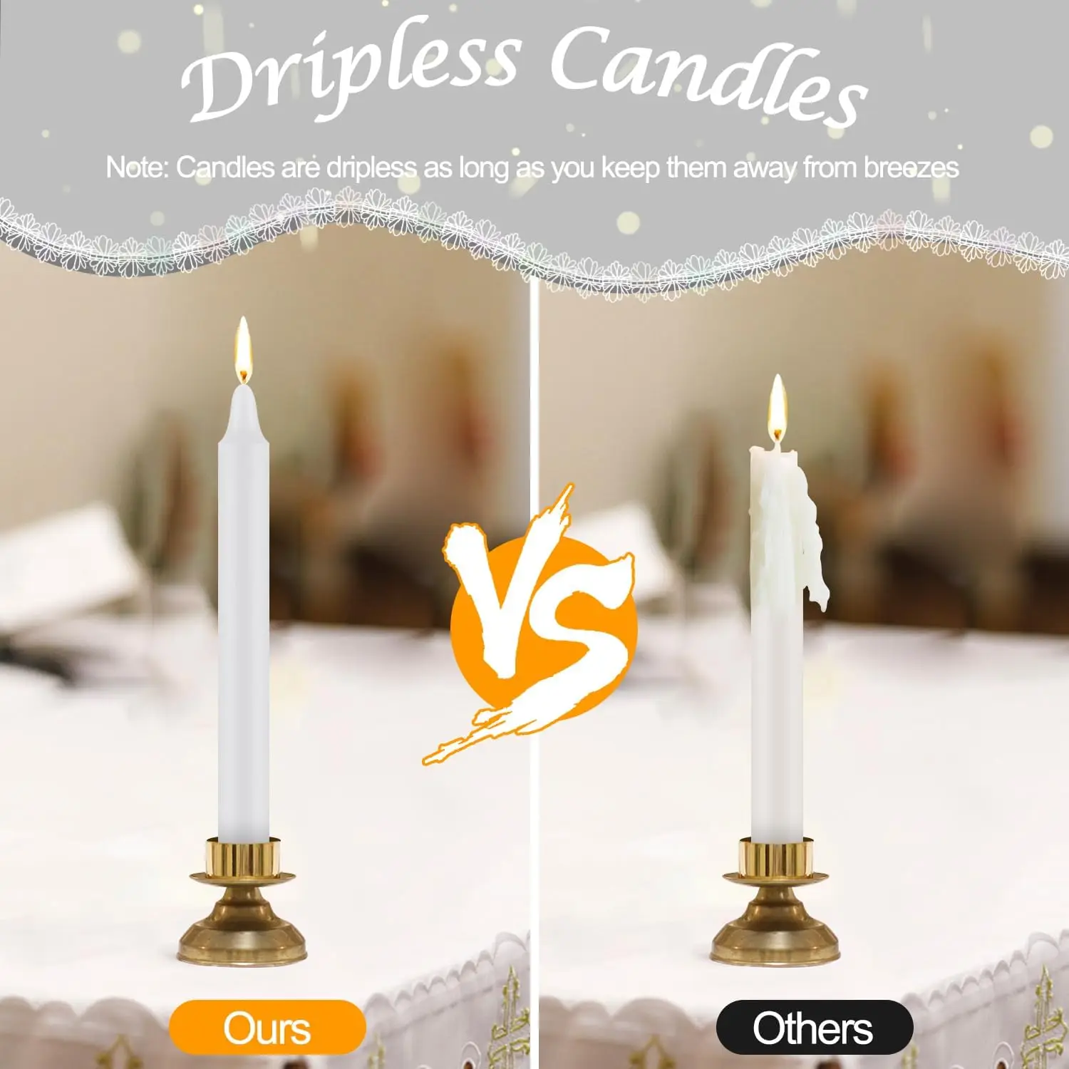 24 White 4-Inch Stick Candles, Drip-Free, Smokeless, Unscented, Household Dinner Candles, Hand-Poured, High-Quality, Suitable for Churches, Homes,
