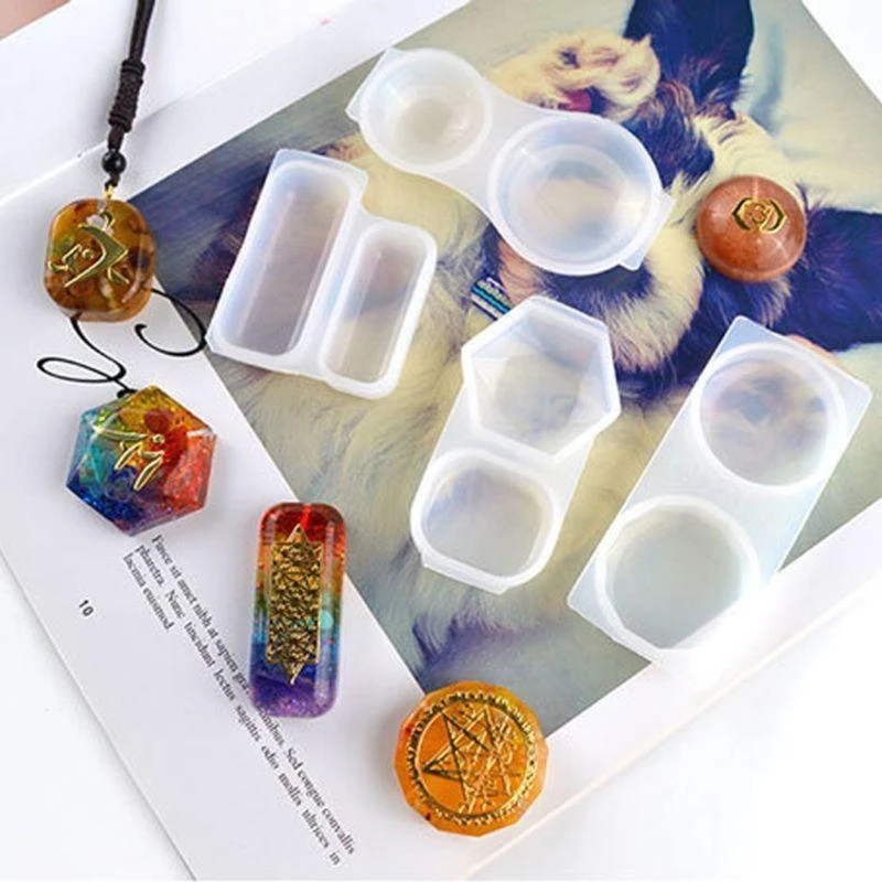 HX6F Silicone Mold Earring Jewelry Making Necklace Pendant Mold Orgonite Sticker