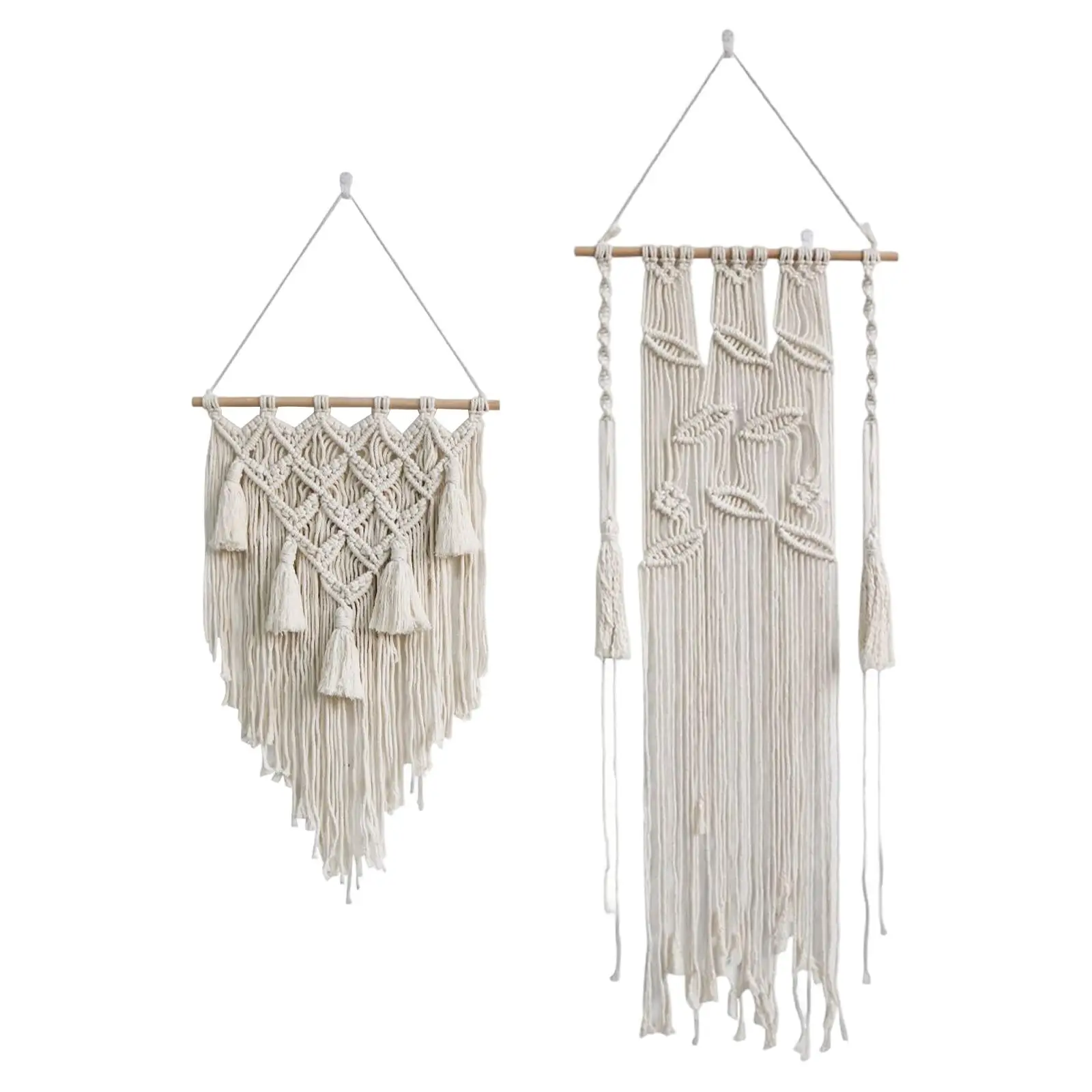 Macrame Woven Wall Hanging Long Tassel Braided Pendant Wall Art for Living Room Bedroom