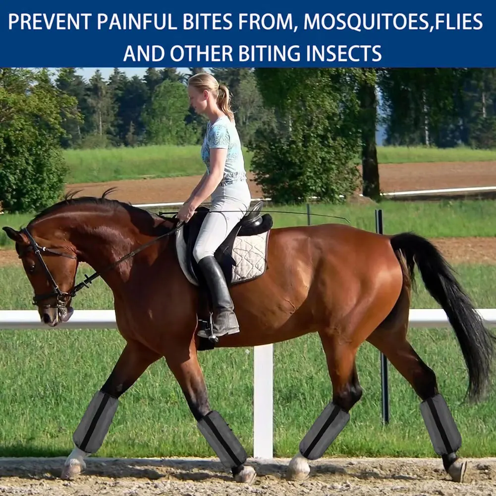 4Pcs Mesh Fly Boots For Horses Breathable UV Horse Leg Protector Stomp Free Reduce Stomping Summer Pasture Turnout Stall Leg Car