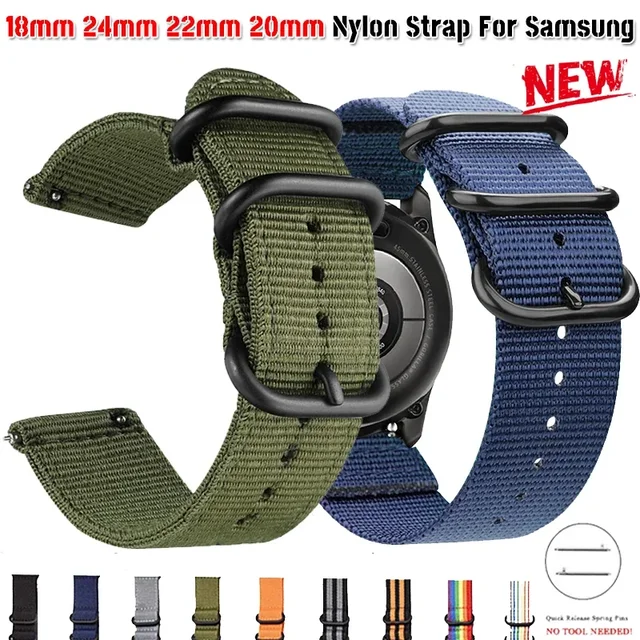 18 22 20 24mm Nylonowy pasek do Samsung Galaxy 5 4 Pro 3 do Amazfit GTR GTS Huawei GT2 Bransoleta do zegarka Tkany pasek sportowy SmartWatch