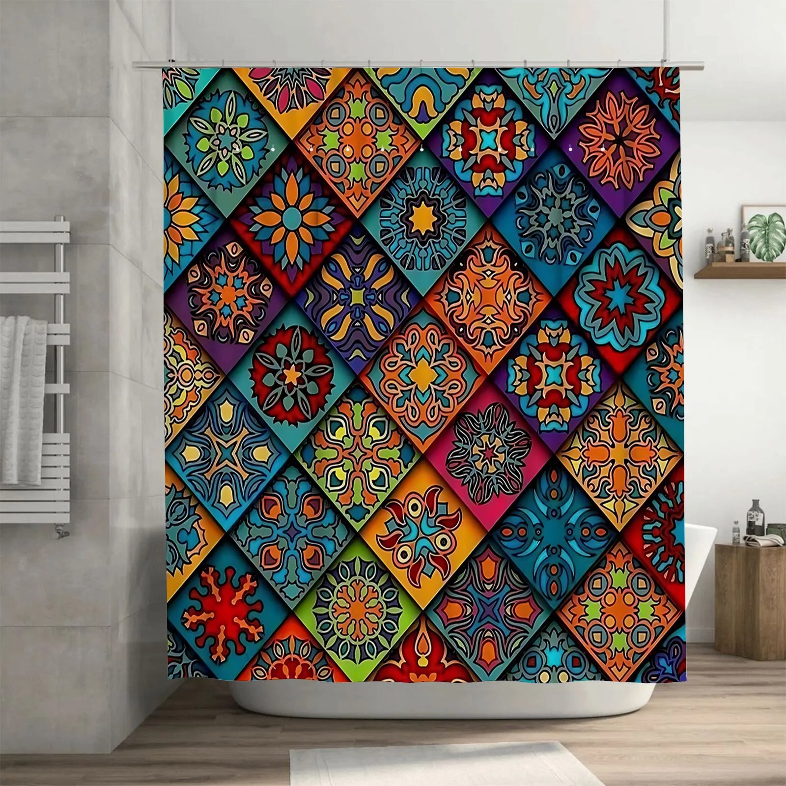 

Красочная занавеска для душа с узором мандалы в богемном стиле, водонепроницаемый декор для ванной комнаты, красивый художественный дизайн, повышенное пространство, легко чистится