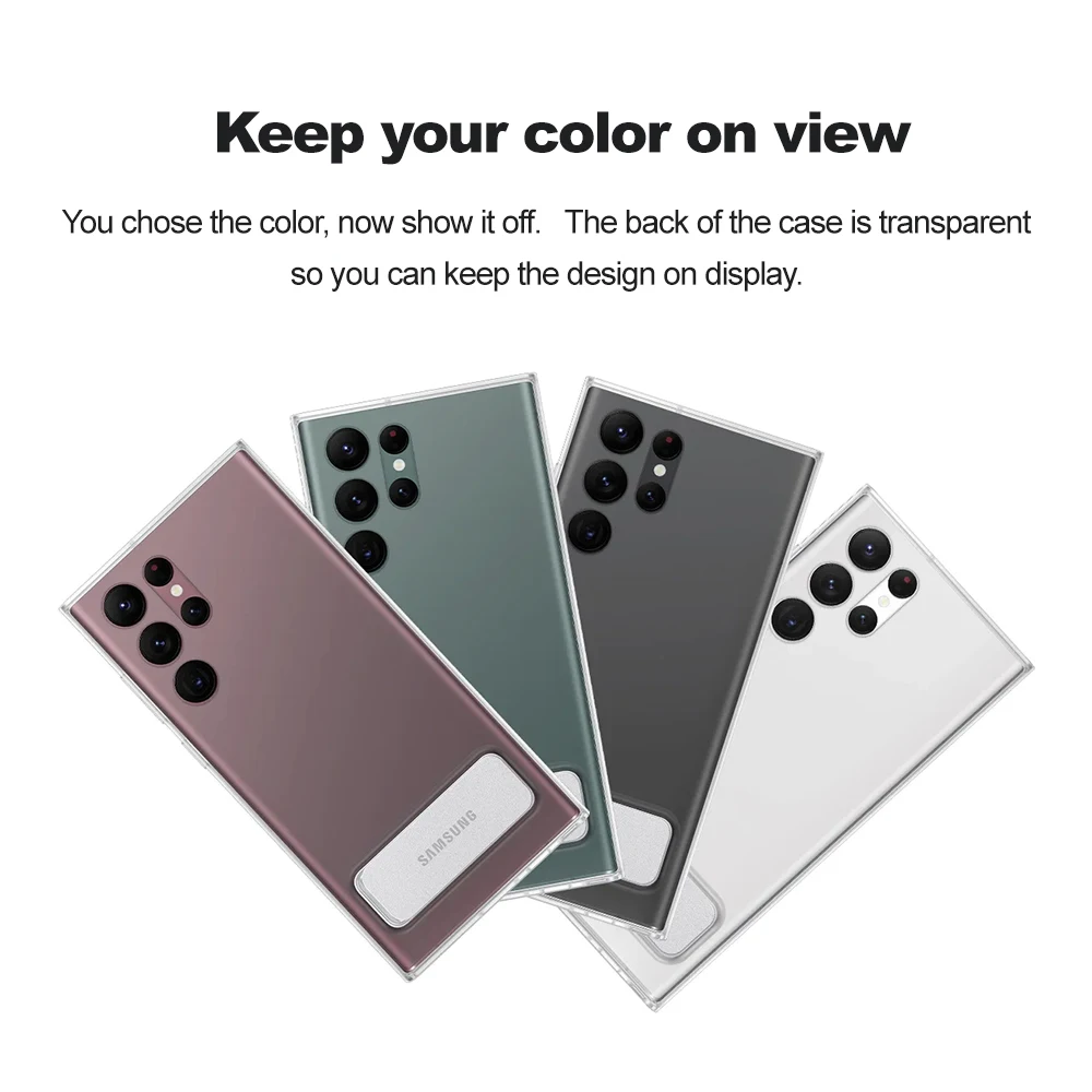 Original For Samsung Galaxy S22 Ultra Clear Standing Cover Transparent Protective  Case Adjustable Viewing Angle EF-JS908CTEG